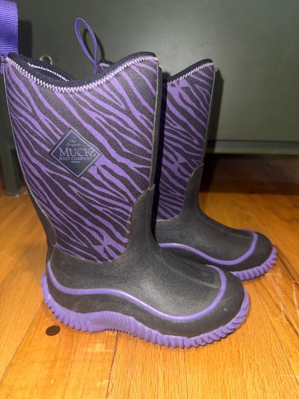 Muck Boot Company Kids Boots Size 10 Purple Zebra Waterproof Neoprene Rubber